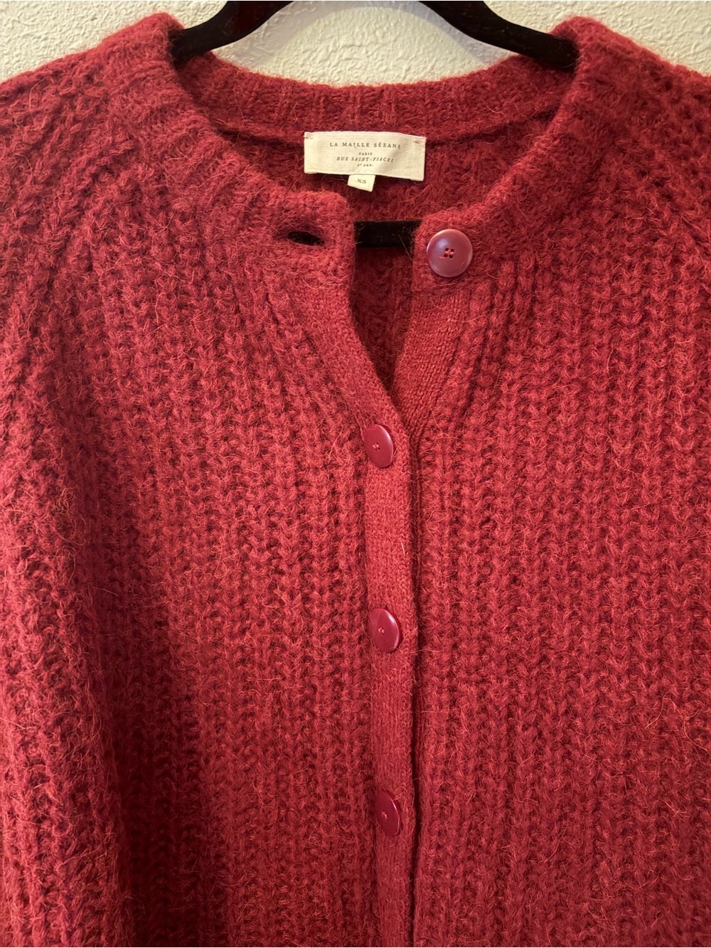 Sézane Emile Burgundy Alpaca Wool Chunky Cardigan XS - Picture 3 of 7